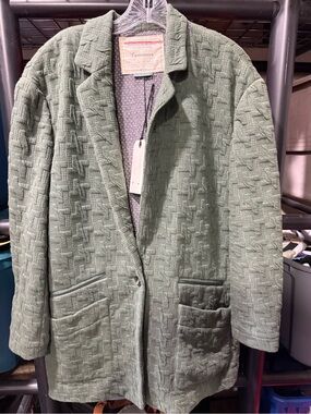 Cartonnier Sage Green Quilted Blazer Jacket